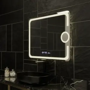 Oglinda LED Rectangulara, 80x60cm, Premium Eclat MotionGlow Marcello, Sistem Dezaburire, Ceas & Termometru, Lupa Cosmetica, Dimabila - Img 5