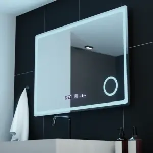 Oglinda LED Rectangulara, 90x60cm, Premium Velour MotionGlow Marcello, Sistem Dezaburire, Ceas & Termometru, Lupa Cosmetica, Dimabila - Img 5