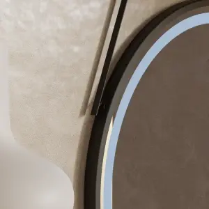 Oglinda LED Rotunda, 50cm, Premium Celeste Majeste Noir Eleve MotionGlow Marcello, Sistem Dezaburire, Ceas & Termometru, Dimabila - Img 2