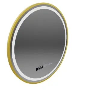 Oglinda LED Rotunda, 60cm, Premium Celeste Royale Gold MotionGlow Marcello, Sistem Dezaburire, Ceas & Termometru, Dimabila - Img 6