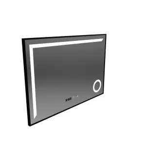 Oglinda LED Senzor MotionGlow Premium Sofia, 110x75 cm, Dezaburire Termometru Ceas, Lumina Calda/Rece/Neutra Dimabila,Rama Negru Brushed - Img 6