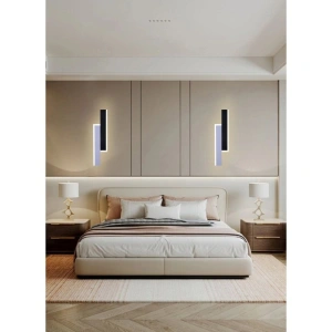 Aplica Led Perete Negru cu Alb 40cm 3 Functii Lumina Rece, calda, neutra