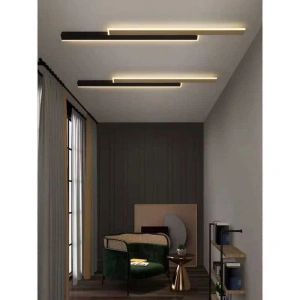 Aplica Led Perete Negru cu Auriu 80cm 3 Functii Lumina Rece, calda, neutra - Img 2