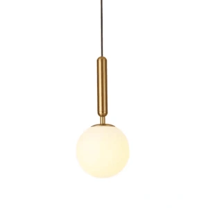 Lustra Aurie Pe Cablu Cu Glob Mat Alb E14 maxim 60W