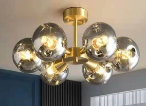 Lustra Led Aurie 5xE27 Abajur Fumuriu - Img 2