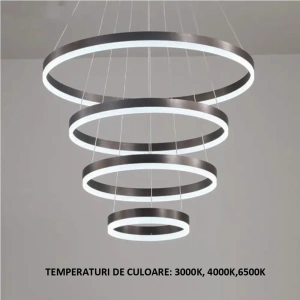 Lustra LED Corinna, Negra, Minimalista,Telecomandă, 288W - Img 3