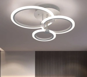 Lustra LED Elanora White 3 Circle 74W Telecomanda - Img 2