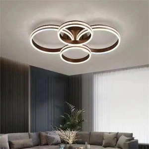 Lustra LED Moterna 4 Cercuri, Telecomanda Wifi 2.4G, Maro