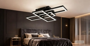 Lustra Led Neagra Norelia 3 Dreptunghiuri 50×2W Telecomanda