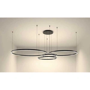 Lustra Led Neagra Pilar 4 Cercuri 60cm+50cm+40cm+30cm D1300 204W - Img 2