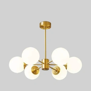 Lustra Modernă LED Aurie Lara, Stil Minimalist, Globuri Albe - Img 3