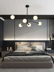 Lustra Neagra Fabiana 6 Globuri Albe 6xE27
