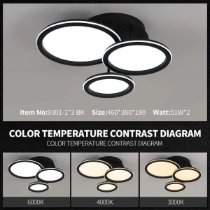 Lustra Neagra LED Bijou 51x2W 3 Zone Lumina, Telecomanda - Img 2