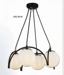 Lustra Neagră Melania, 4 Globuri Albe, 4xE27, 60W x 4 - Img 4