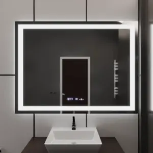 Oglinda LED Rectangulara, 100x75cm, Premium Verite MotionGlow Marcello, Sistem Dezaburire, Ceas & Termometru, Dimabila - Img 2