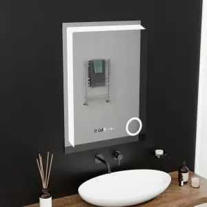 Oglinda LED Rectangulara, 60x80cm, Premium Precision MotionGlow Marcello, Sistem Dezaburire, Ceas & Termometru, Lupa Cosmetica, Dimabila - Img 2