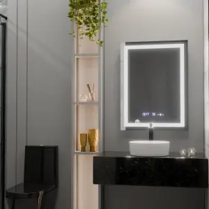 Oglinda LED Rectangulara, 60x80cm, Premium Verite MotionGlow Marcello, Sistem Dezaburire, Ceas & Termometru, Dimabila - Img 2