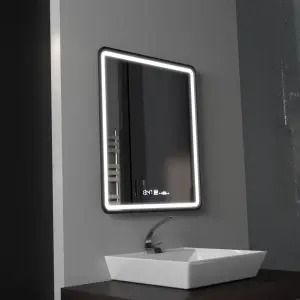 Oglinda LED Rectangulara, 75x90cm, Premium Favola MotionGlow Marcello, Sistem Dezaburire, Ceas & Termometru, Dimabila - Img 2
