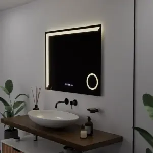 Oglinda LED Rectangulara, 80x60cm, Premium Precision MotionGlow Marcello, Sistem Dezaburire, Ceas & Termometru, Lupa Cosmetica, Dimabila - Img 2