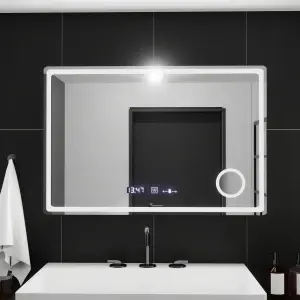Oglinda LED Rectangulara, 90x60cm, Premium Velour MotionGlow Marcello, Sistem Dezaburire, Ceas & Termometru, Lupa Cosmetica, Dimabila - Img 2