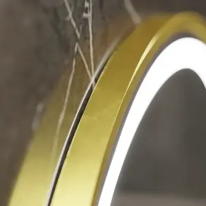 Oglinda LED Rotunda, 60cm, Premium Celeste Royale Gold MotionGlow Marcello, Sistem Dezaburire, Ceas & Termometru, Dimabila - Img 3