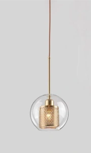 Pendul Auriu Annelise Glob Transparent D200 E27