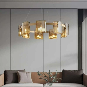 Lustra LED Moderna 80 cm Sticla Aurie G9 X 9