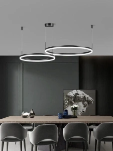 Lustra LED Neagra Alcore 2 Cercuri 40+60 114W