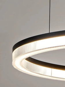 Lustra Neagra Cressa, Suspendata 2 Cercuri 120W - Img 2