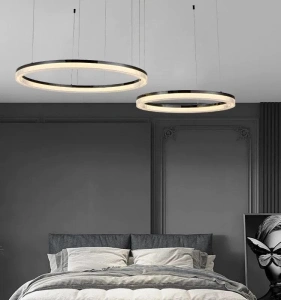Lustra Suspendata Zalika 2 Cercuri Neagra 120W