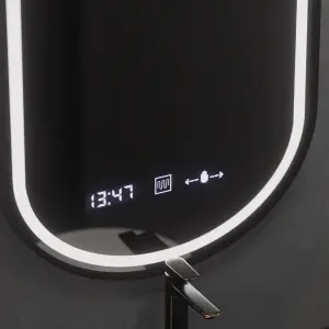 Oglinda LED Ovala, 50x80cm, Premium Alessia MotionGlow Marcello, Sistem Dezaburire, Ceas & Termometru, Dimabila - Img 2
