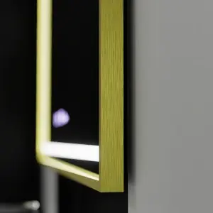 Oglinda LED Rectangulara, 120x80cm, Premium Verite Royale Gold MotionGlow Marcello, Sistem Dezaburire, Ceas & Termometru, Dimabila - Img 3