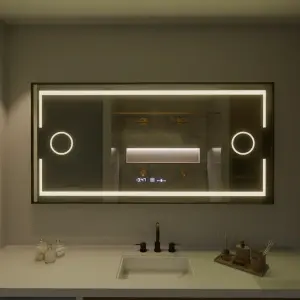 Oglinda LED Rectangulara, 160x80cm, Premium, Senzor Motion Glow Marcello, Sistem Dezaburire, Ceas & Termometru, Lupa Cosmetica, Dimabila - Img 3