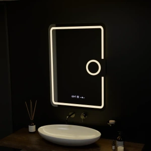 Oglinda LED Rectangulara, 50x70cm, Premium Eclat MotionGlow Marcello, Sistem Dezaburire, Ceas & Termometru, Lupa Cosmetica, Dimabila - Img 4