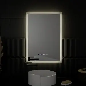 Oglinda LED Rectangulara, 50x70cm, Premium Zampa Senzor MotionGlow Marcello, Sistem Dezaburire, Ceas & Termometru, Dimabila - Img 5