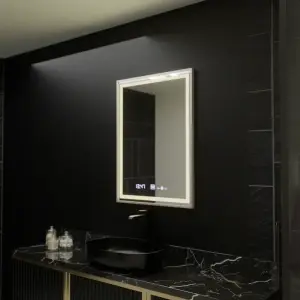 Oglinda LED Rectangulara, 60x80cm, Premium Verite Imperial Silver Motion Glow Marcello, Sistem Dezaburire, Ceas & Termometru, Dimabila - Img 5