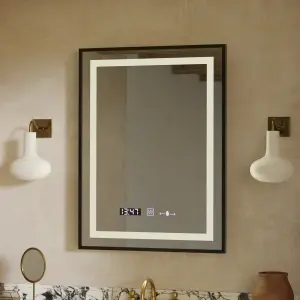 Oglinda LED Rectangulara, 60x80cm, Premium Verite Majeste Noir Motion Glow Marcello, Sistem Dezaburire, Ceas & Termometru, Dimabila - Img 4