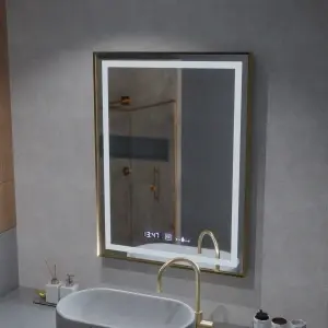 Oglinda LED Rectangulara, 60x80cm, Premium Verite Royale Gold MotionGlow Marcello, Sistem Dezaburire, Ceas & Termometru, Dimabila - Img 5
