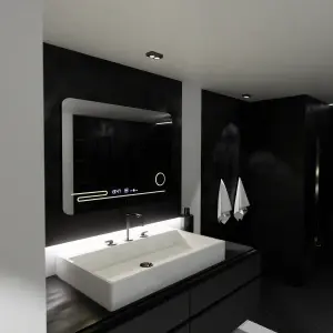 Oglinda LED Rectangulara, 80x60cm, Premium Harmonie MotionGlow Marcello, Sistem Dezaburire, Termometru si Ceas, Lupa Cosmetica, Dimabila - Img 5