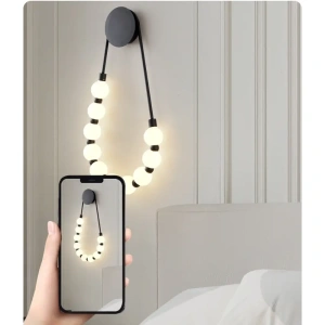 Aplica de Perete LED Cassia, Sirag Perle, 20W, Neagră Globuri Albe - Img 2