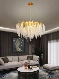 Candelabru Cristal LED Hadria, 80 cm, Auriu - Img 2