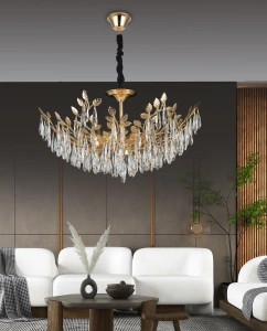 Candelaburu Cristal Olivia D85cm Auriu Modern 8xE14 - Img 2