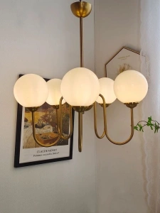 Lustra Aurie Innes 5 Globuri Albe E27 D530X650mm - Img 2