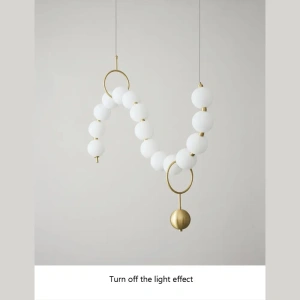 Lustra Capricia Perlată, Design Simplist, Globuri Albe Mat, Auriu - Img 4