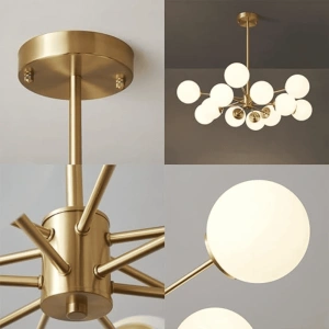 Lustra Isabeau Gold 12 Globuri Albe Mat E27 - Img 4