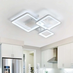 Lustra LED Albă Kara, Design Patrate, Telecomandă, 88W - Img 2