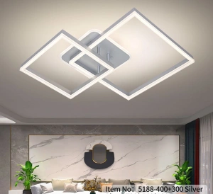 Lustra LED Argintie Cyras 160W, 2 Patrate Telecomanda