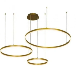 Lustra LED aurie 3 becuri 60cm+40cm+30cm, telecomanda