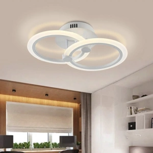 Lustra LED Cassia White 2 Cercuri Echivalent 135W Telcomanda