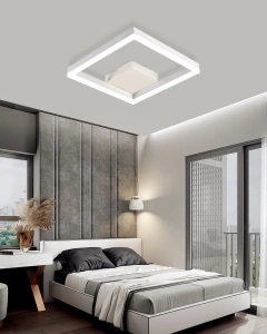 Lustra LED Moderna Patrat, Telecomanda Wifi 2.4G, Alba